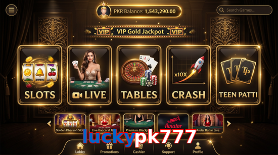 Main screen of Luckypk777 casino page for PK players